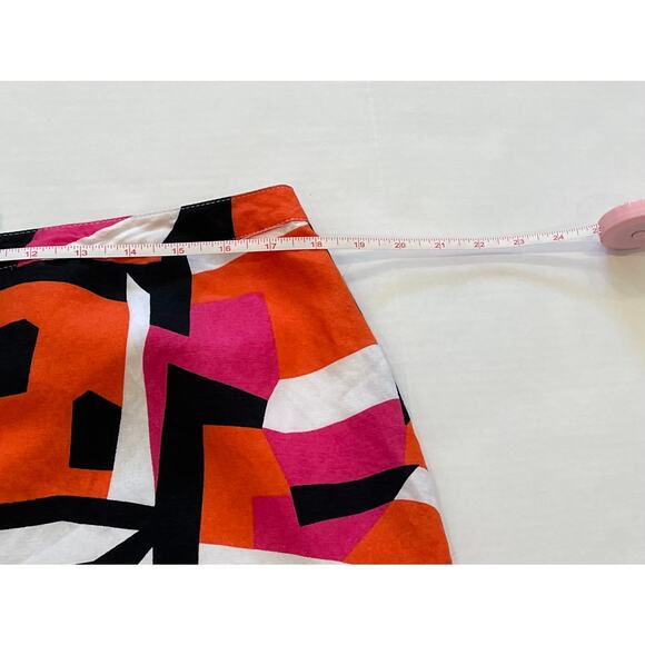 appraisal Ramie Blend Geometric Print Pink, Orange, Pencil Skirt Lined, 14 - Picture 10 of 12